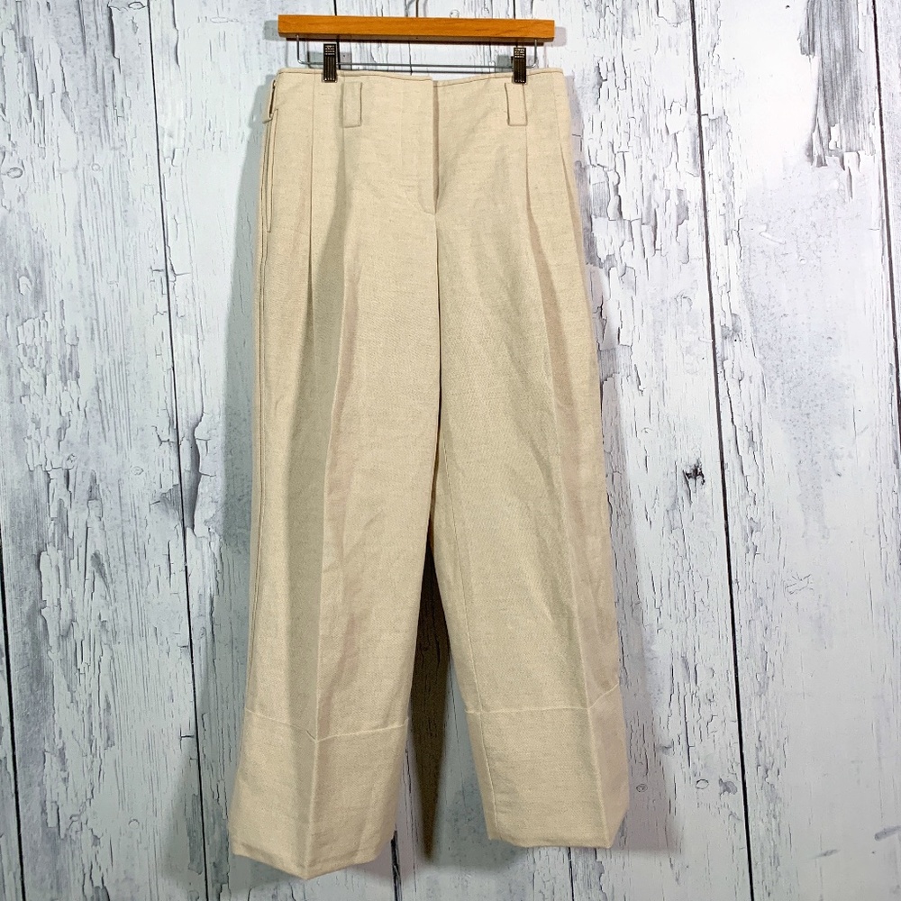 Cedric Charlier KhakiNatural Cropped Ankle Trousers Sz 6 EUC